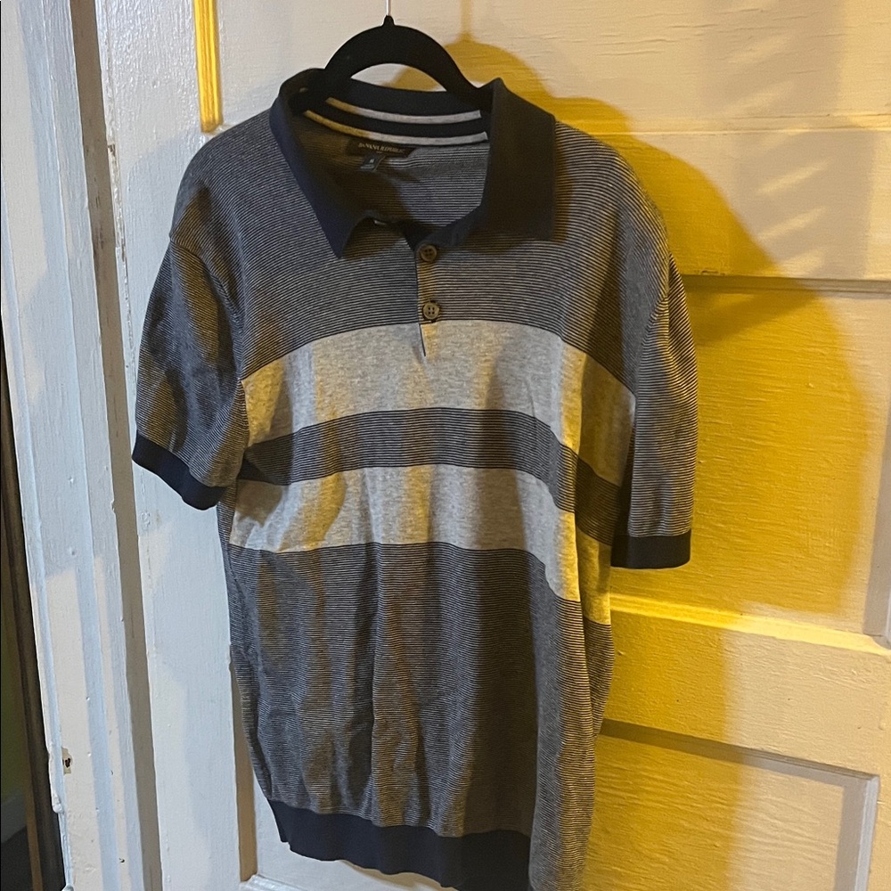 Banana Republic Navy and Gray Striped Polo sweater polo